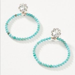 Anthropologie Turquoise and Brass Hoop Earrings